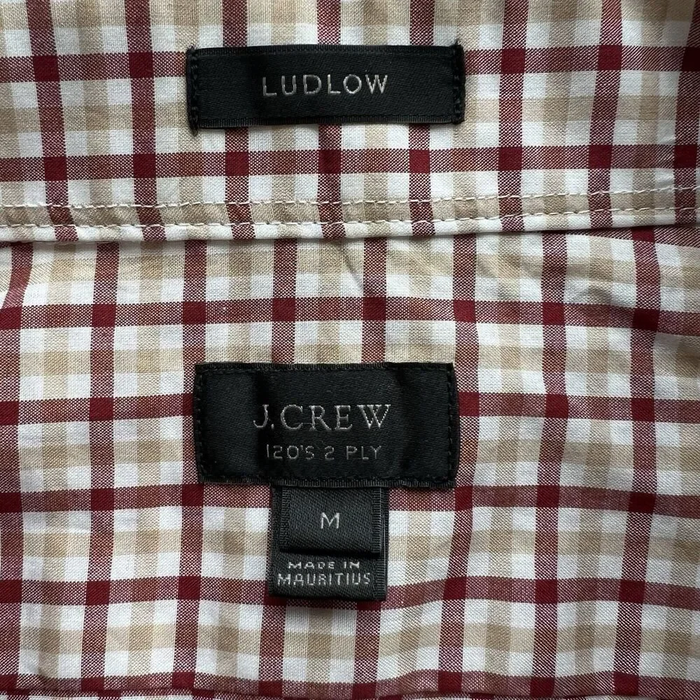 J. Crew Ludlow 120’s‎ 2 Ply Men’s Button Up Plaid Shirt Size Medium Cotton
